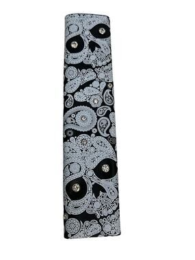 Rhinestone Skull Ponytail Holder Snap Up Motorcycle Hair Clip Tie Biker Goth